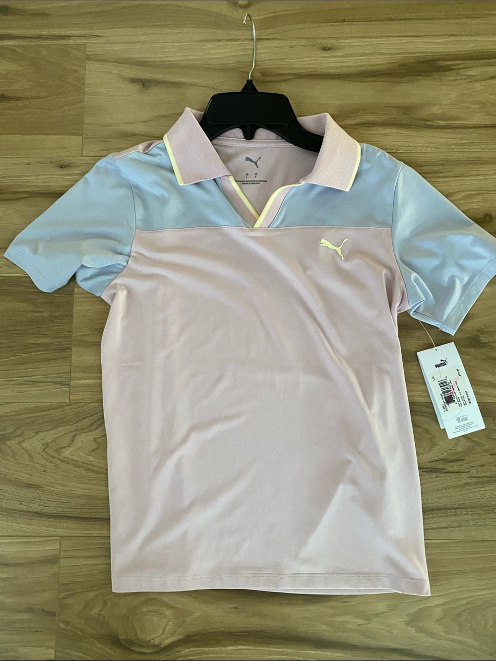Puma Men’s Pink & Light Blue Polo with Yellow Trim